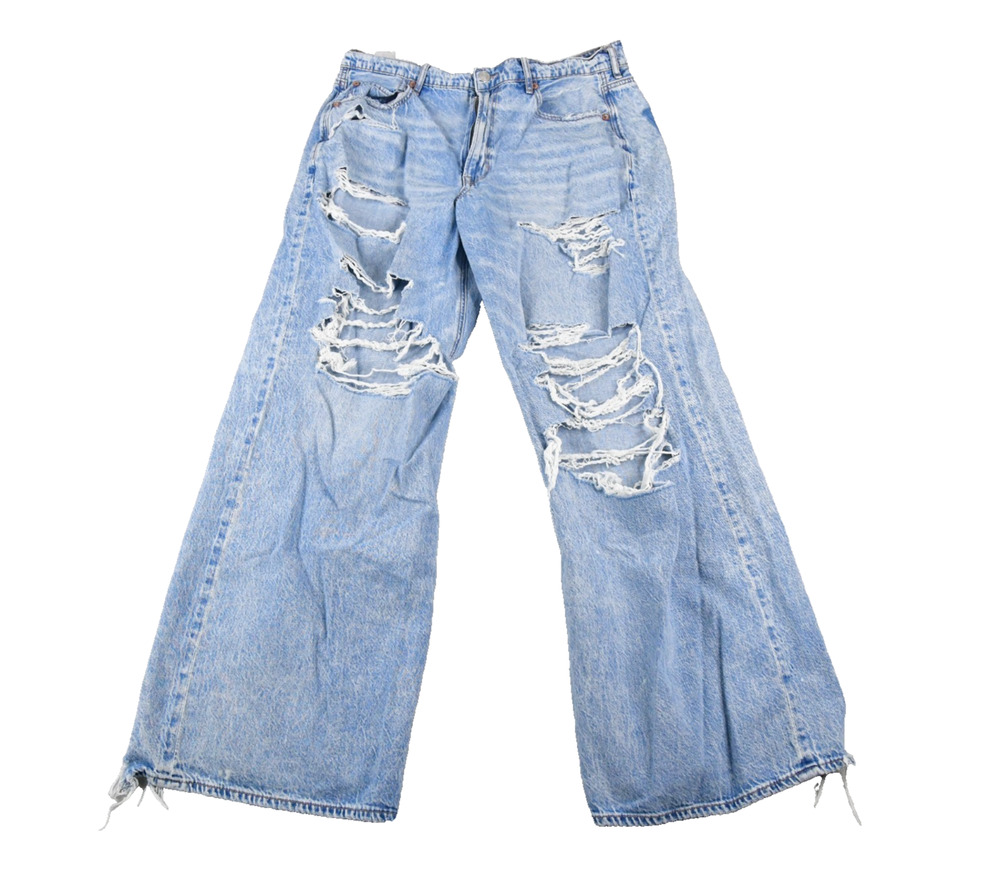 American Eagle Jeans Womens 14 Super Hi-Rise Baggy Wide Leg Skater Distressed